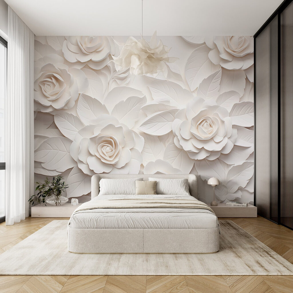 White roses in relief — interior 3