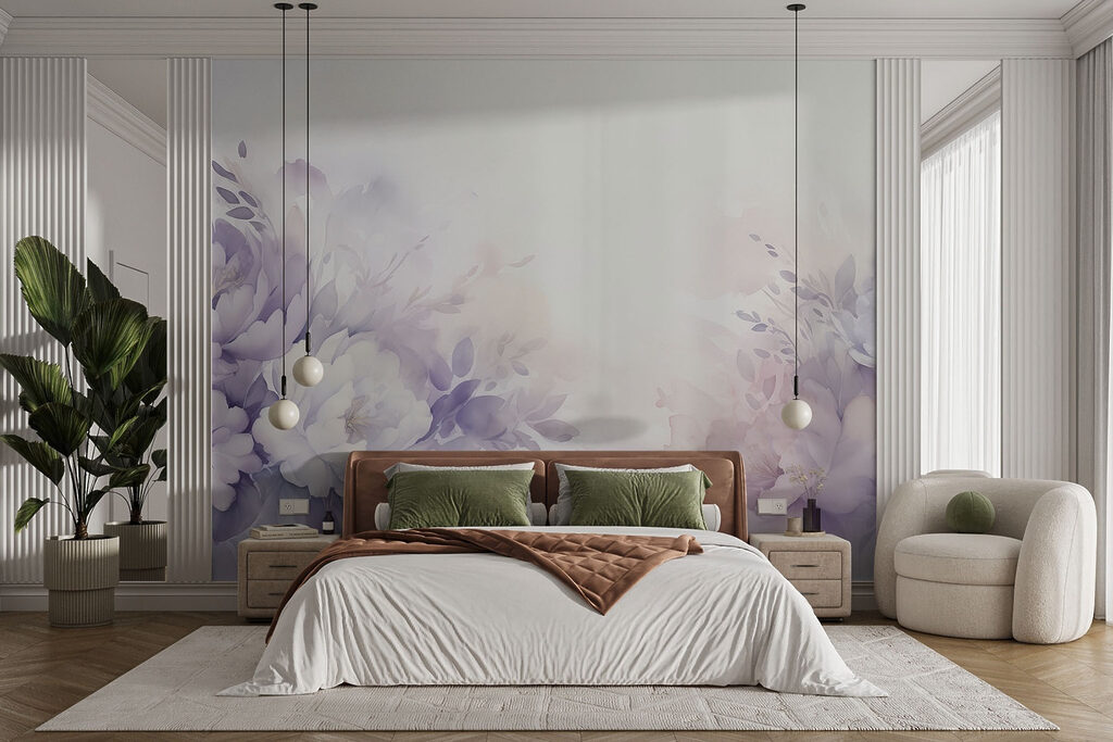Purple flowers around light — interior 2
