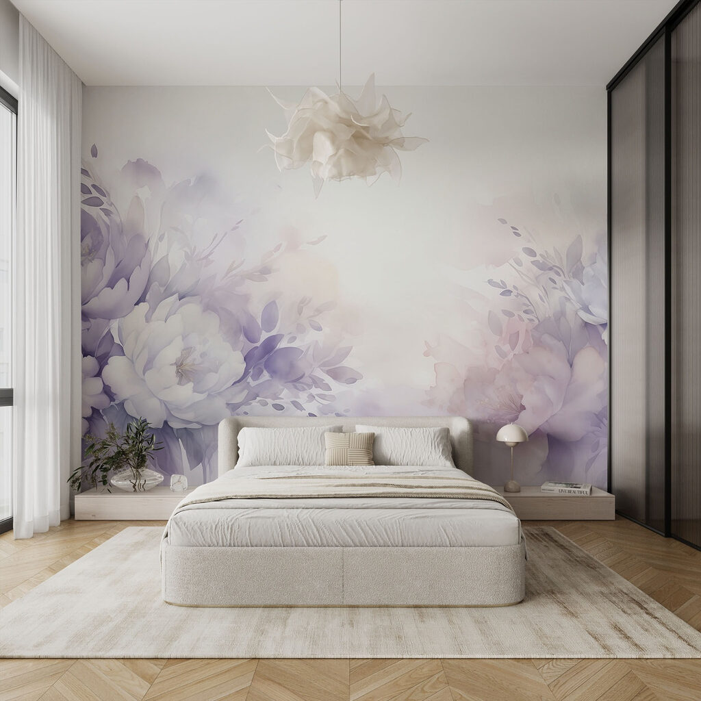 Purple flowers around light — interior 3