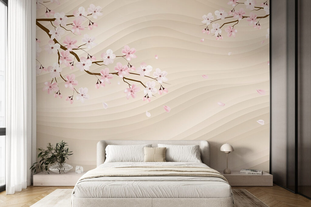 Pink blossom over sand — interior 3