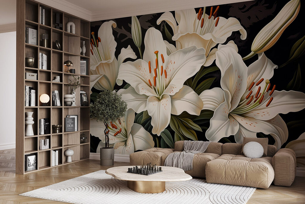 White lilies on black — interior 4