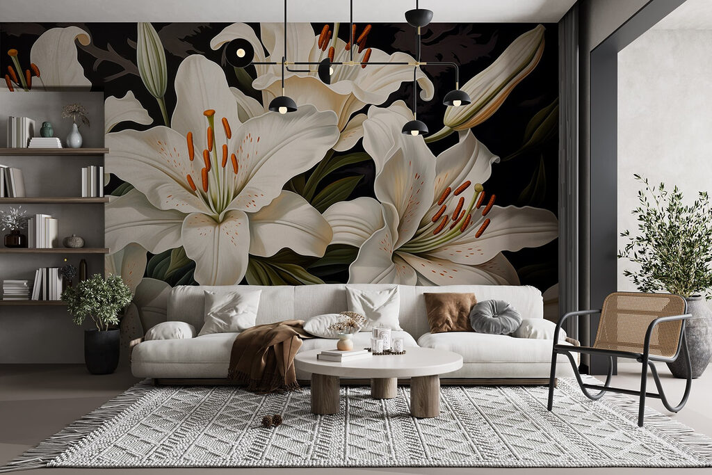 White lilies on black — interior 6
