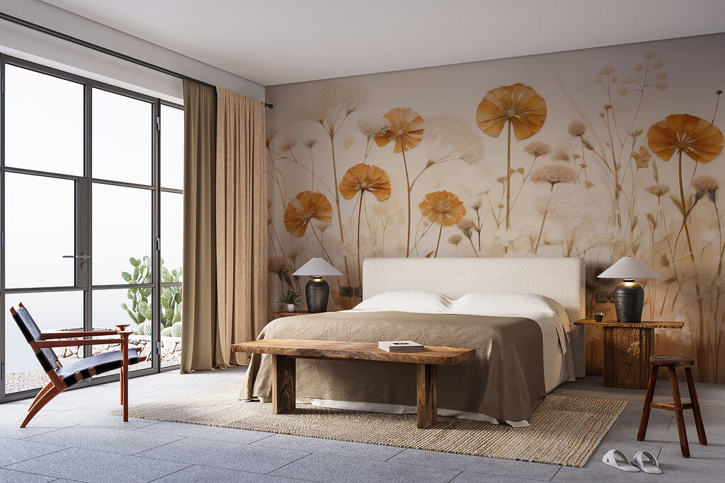 Golden flowers over grasses — interior 1