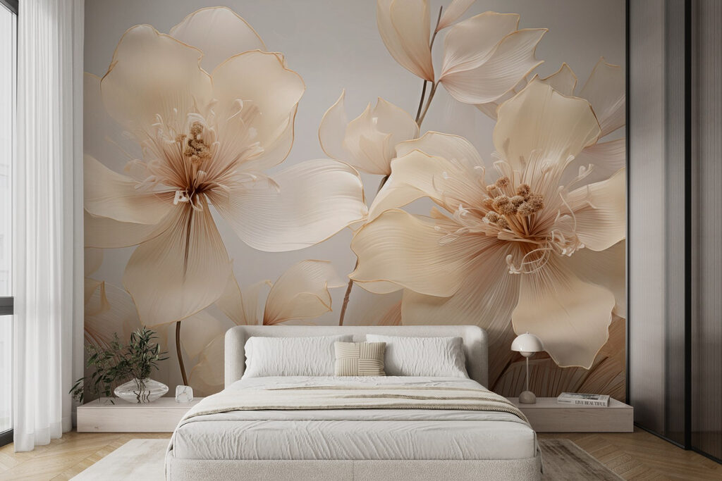 Pale flowers on grey — interior 2