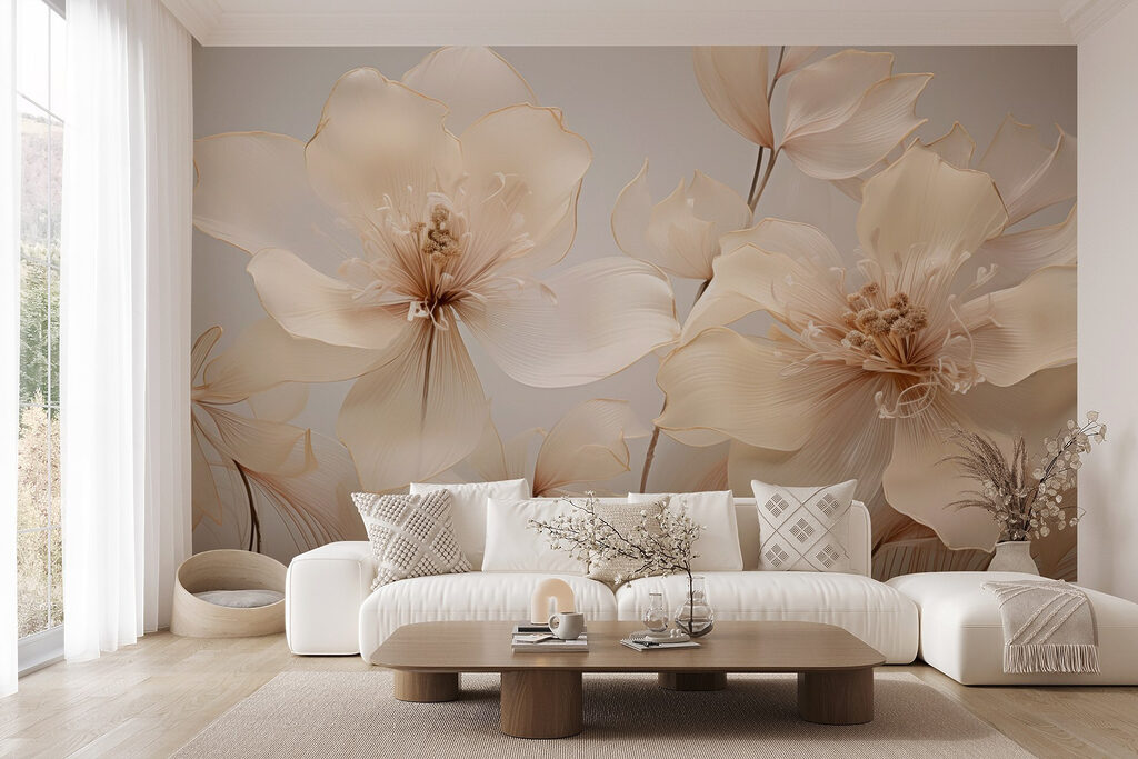 Pale flowers on grey — interior 5