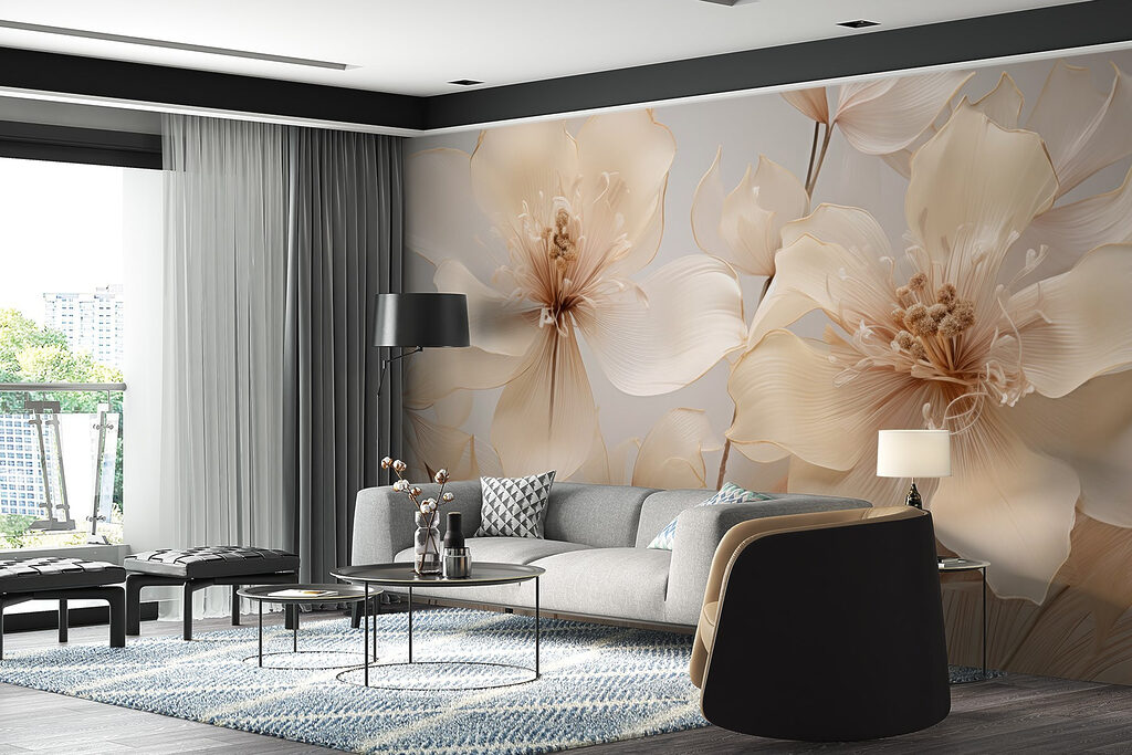 Pale flowers on grey — interior 6