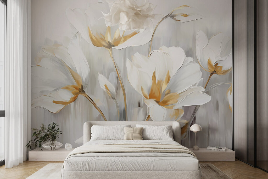 White tulips with gold — interior 1