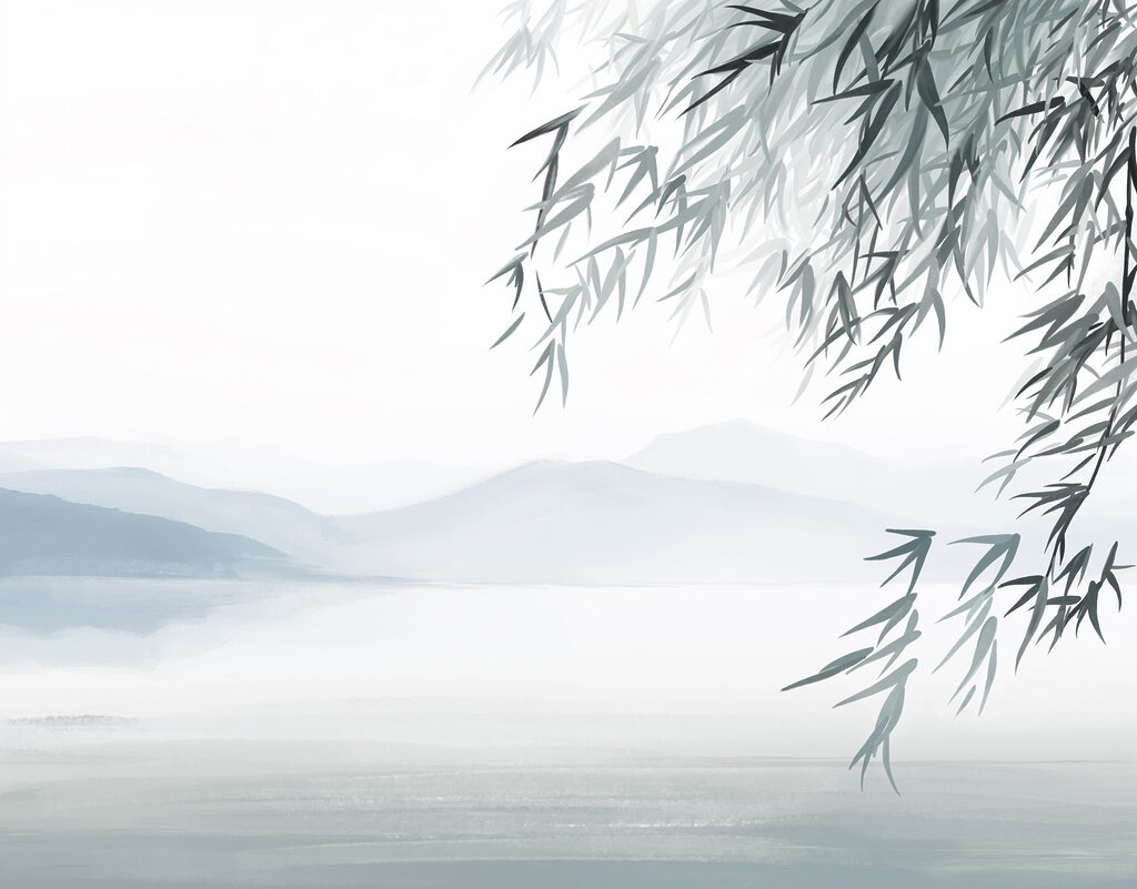 Bamboo above clear water — full design