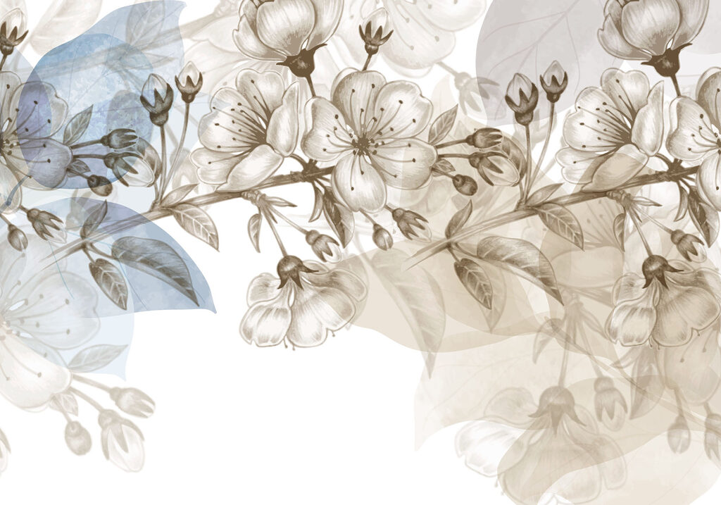 Flower border on white — full design
