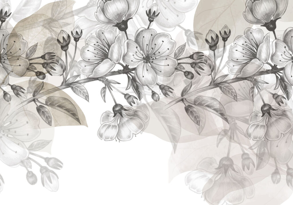 Flower Branches in Graphite — full design