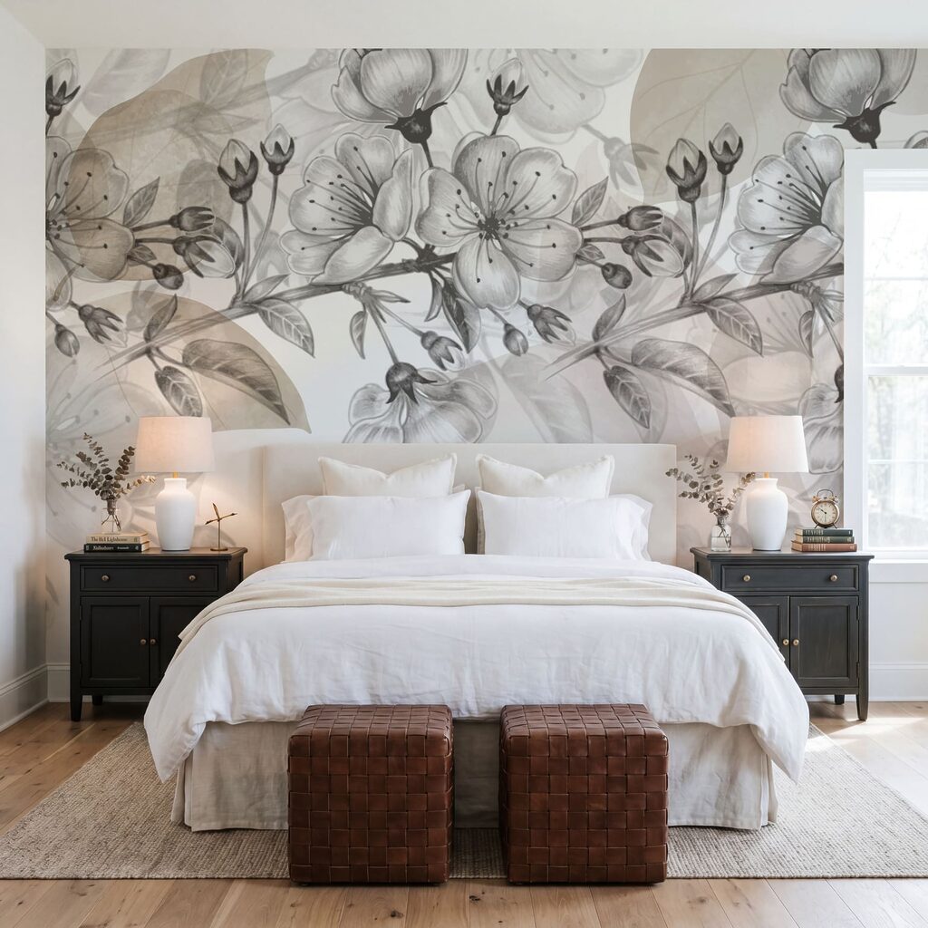 Flower Branches in Graphite in an interior