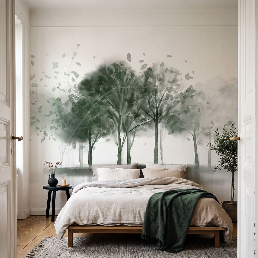 Trees reflected in mist — interior 1