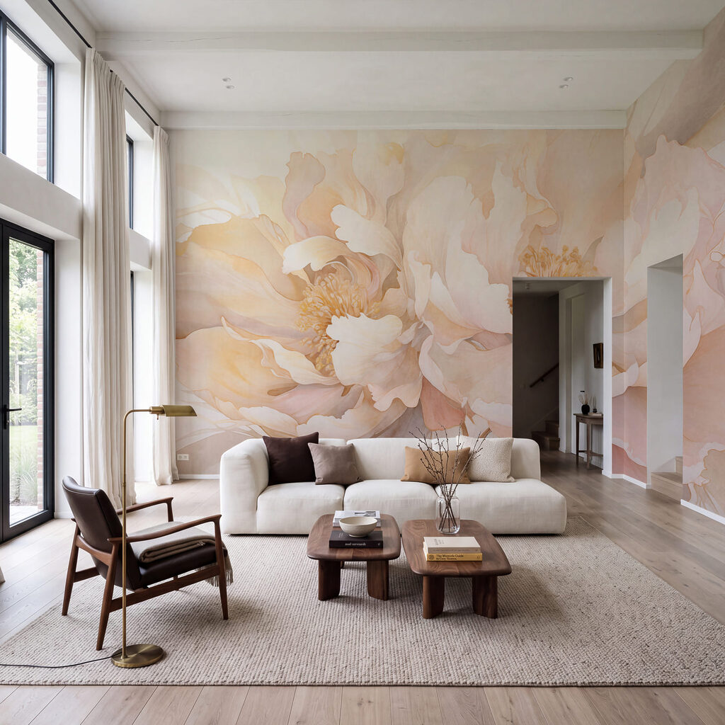 Peonies in Warm Light in an interior